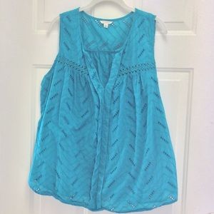 SONOMA 100% COTTON SLEEVELESS BLOUSE. AQUA SZ 1X